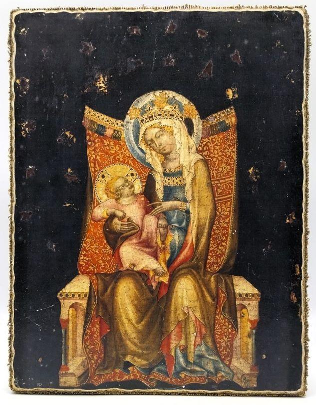 Ikone Die Madonna mit dem Kind auf dem Thron 20.0x26.0x2.0cm 523495