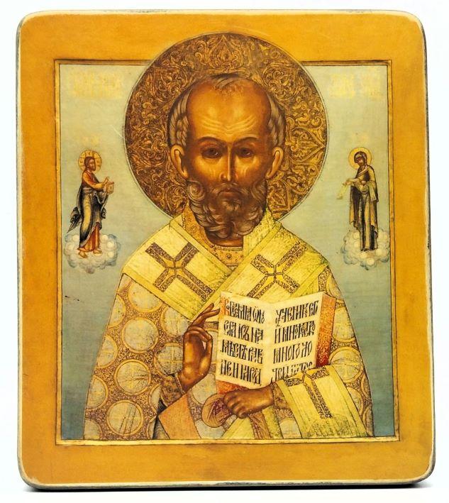 Ikone Nikolaus Wundertäter von Myra 12.5x14.0x1.0cm 523549