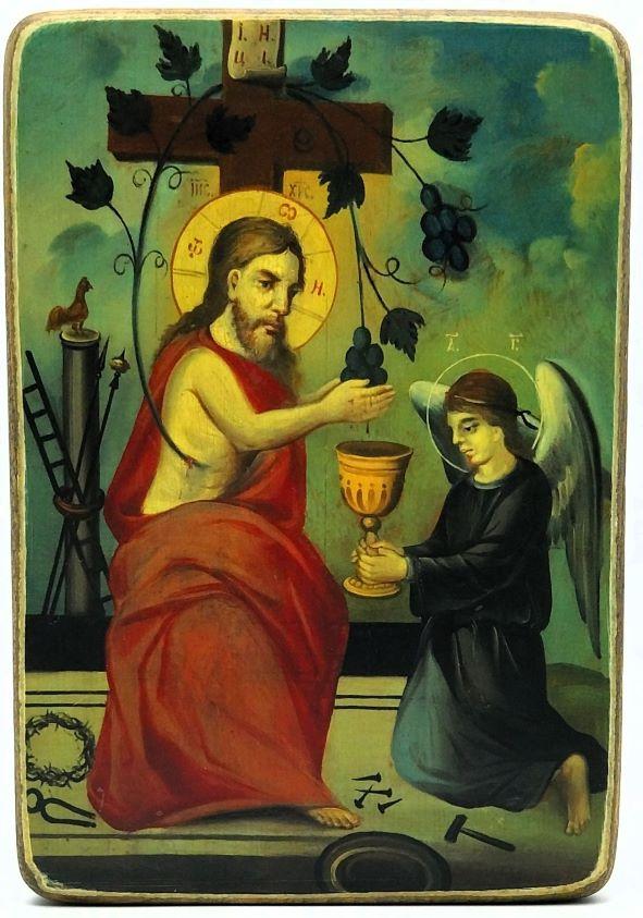 Ikone "Christus ist der wahre Weinstock" 11.5x16.5x1.0cm 523573