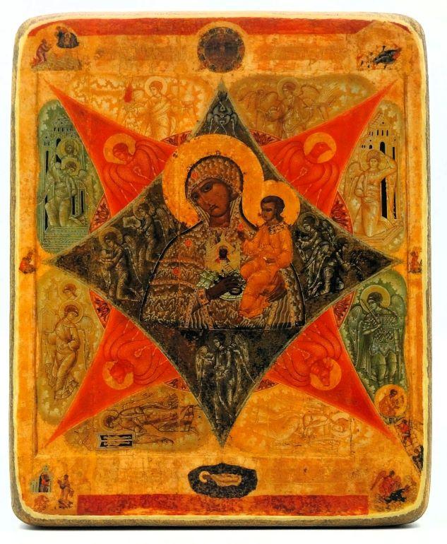 Ikone Gottesmutter "Unverbrennbaren Dornbusch" 10.5x13.0x1.0cm 523609
