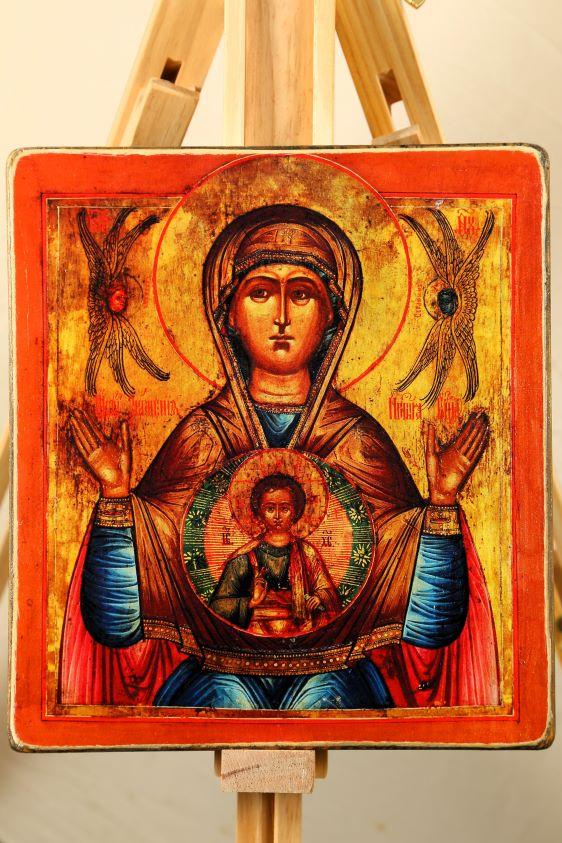 Ikone Gottesmutter Muttergottes vom Zeichen 22.0x24.0x2.0cm 523491