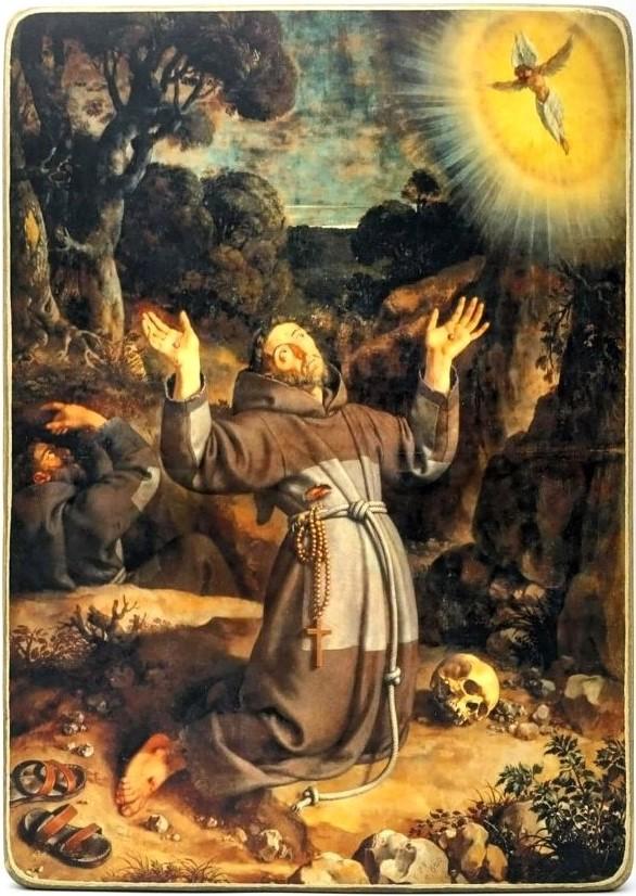 "Heiliger Franziskus empfängt die Stigmata"  Gentile da Fabriano 21.0x30.0x2.0cm 523483