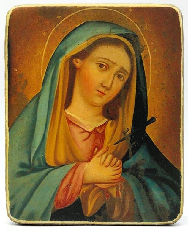 Ikone Gottesmutter "Maria Beruhigung der bösen Herzen" 12.5x15.0x1.0cm 523506