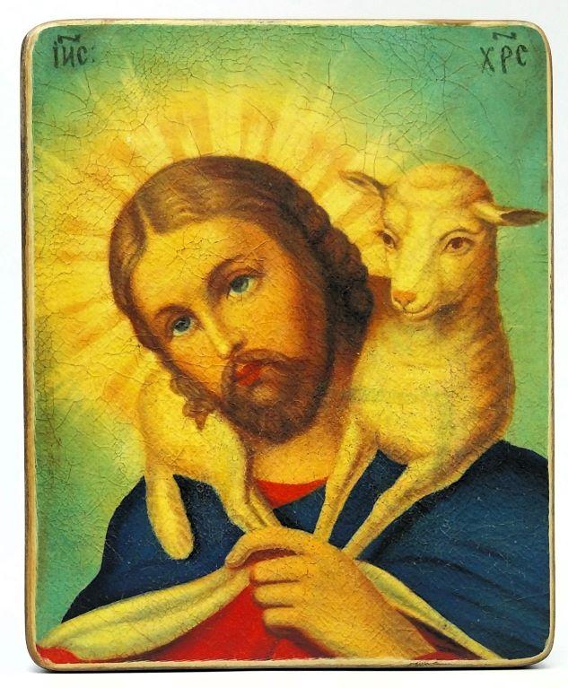Orthodoxe Ikone „Christus – der gute Hirte“ 12.5x15.0x1.0cm 523712