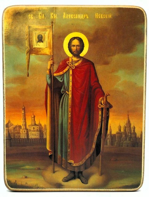 Ikone Heiliger Alexander Newski 9.5x12.0x1.0cm 523627